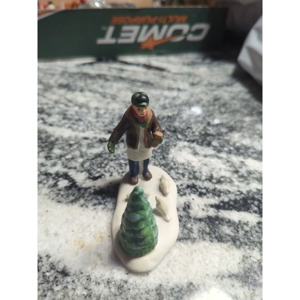 Vintage Lemax 1998 Man Feeding the Pigeons Christmas Village Figurine